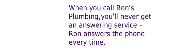 When you call Ron's 
Plumbing,you'll never get 
an answering service -
Ron answers the phone 
every time.

